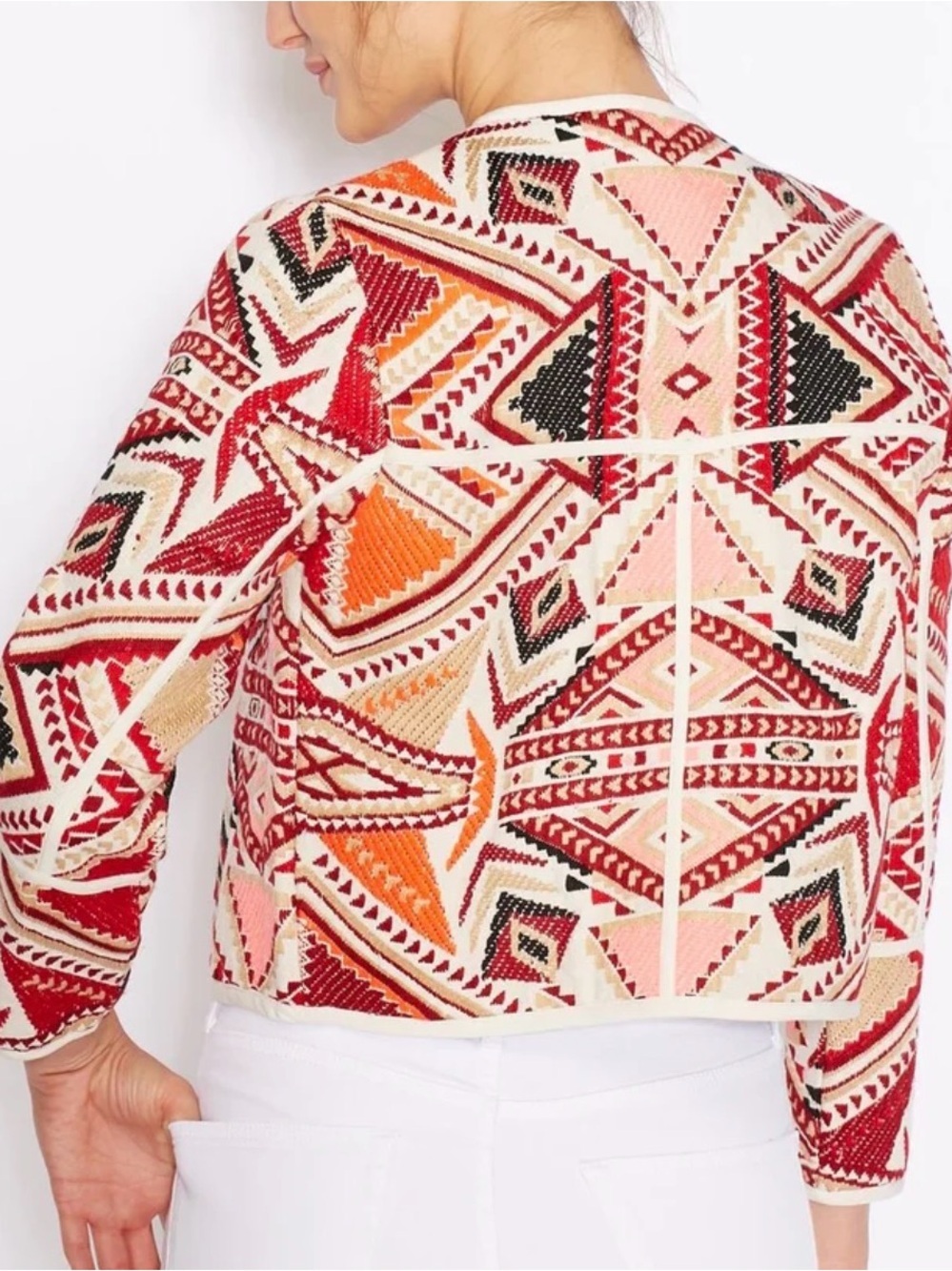 Top Shop Geometric Open-Front Jacket in Multi-Color 4 - Picture 3 of 14